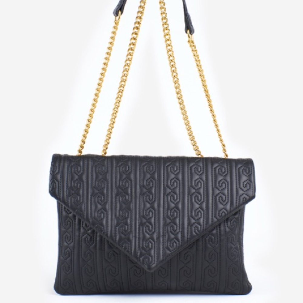 MARIA C Elegant Black faux leather Crossbody Bag